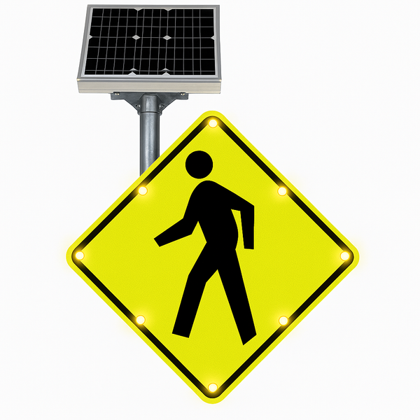 Solar-Powered Pedestrian Crossing Sign Solar-powered flashing pedestrian crossing sign