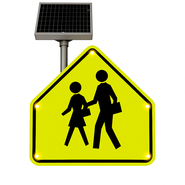 Solar-Powered School Zone Sign Solar-powered flashing school zone sign