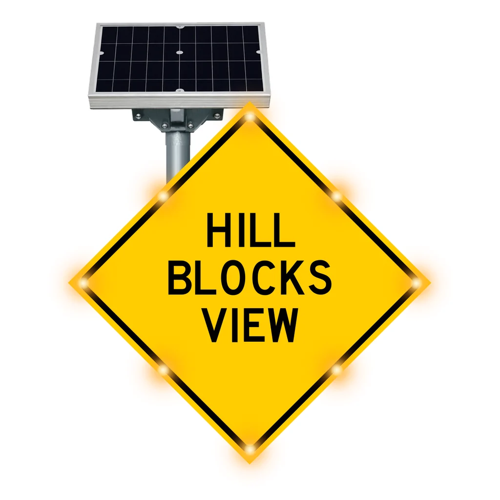 Hill blocks view flashing sign