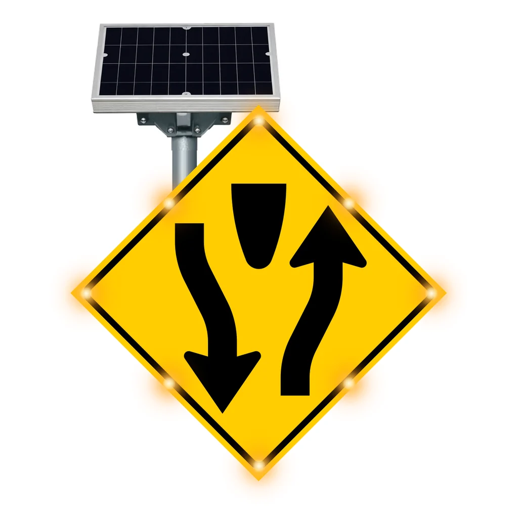 Lane shift flashing sign