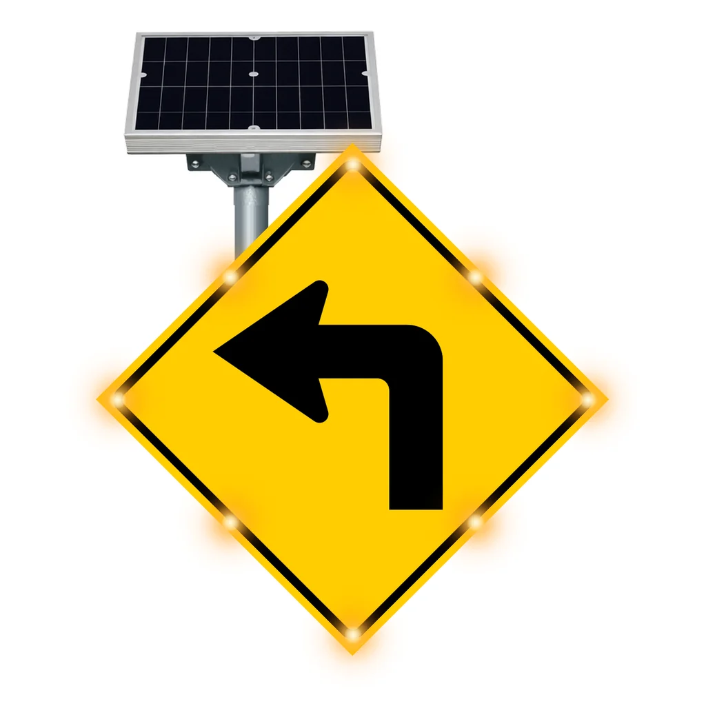 Left turn flashing sign