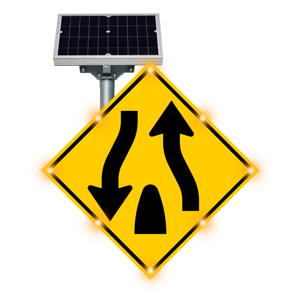 Merge warning flashing sign