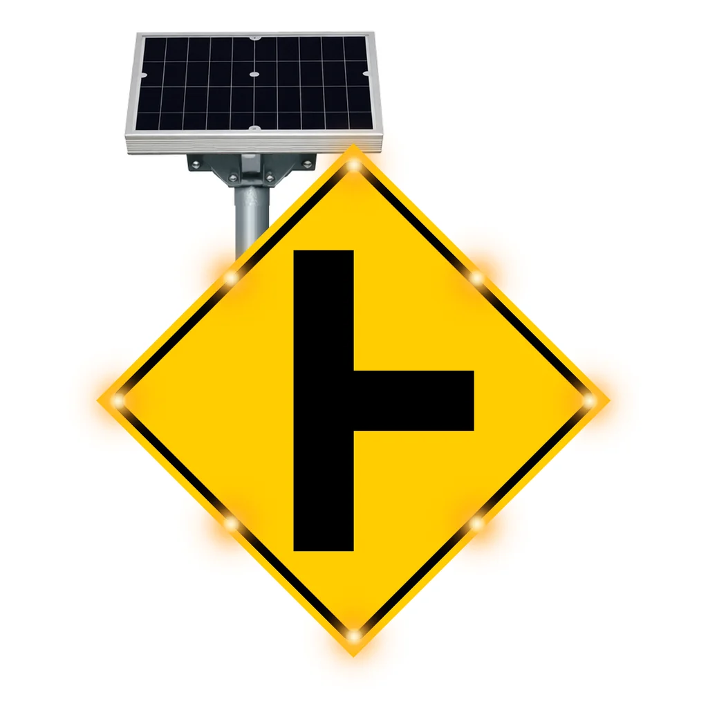 Side road flashing sign