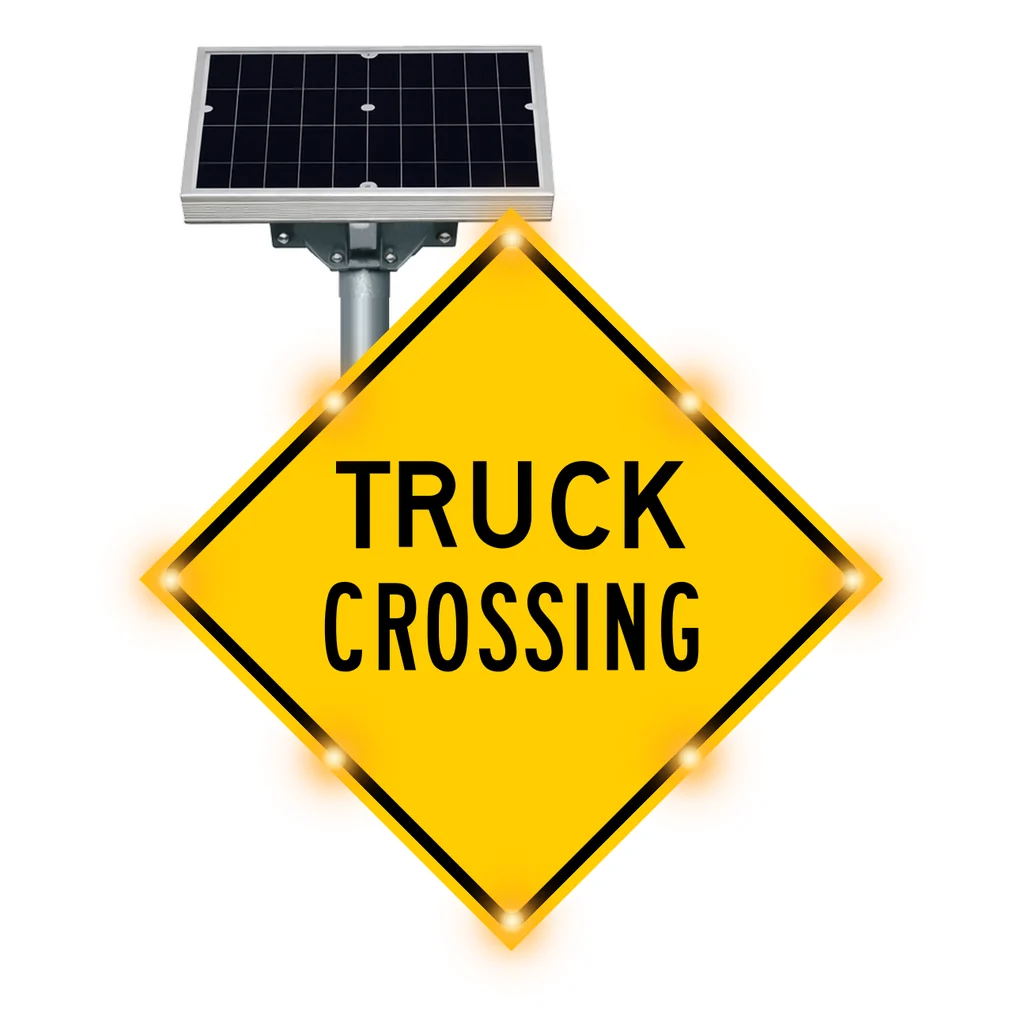 Truck crossing flashing sign
