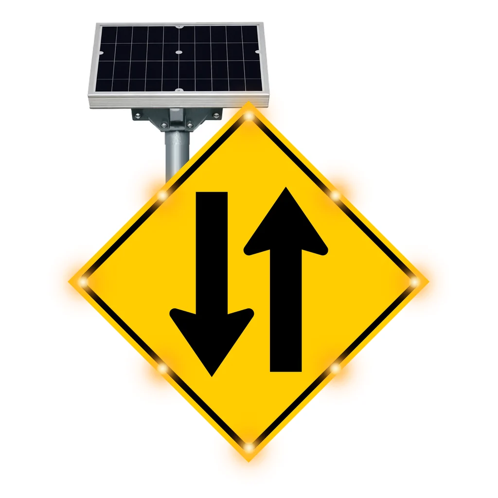 Two-way traffic flashing sign