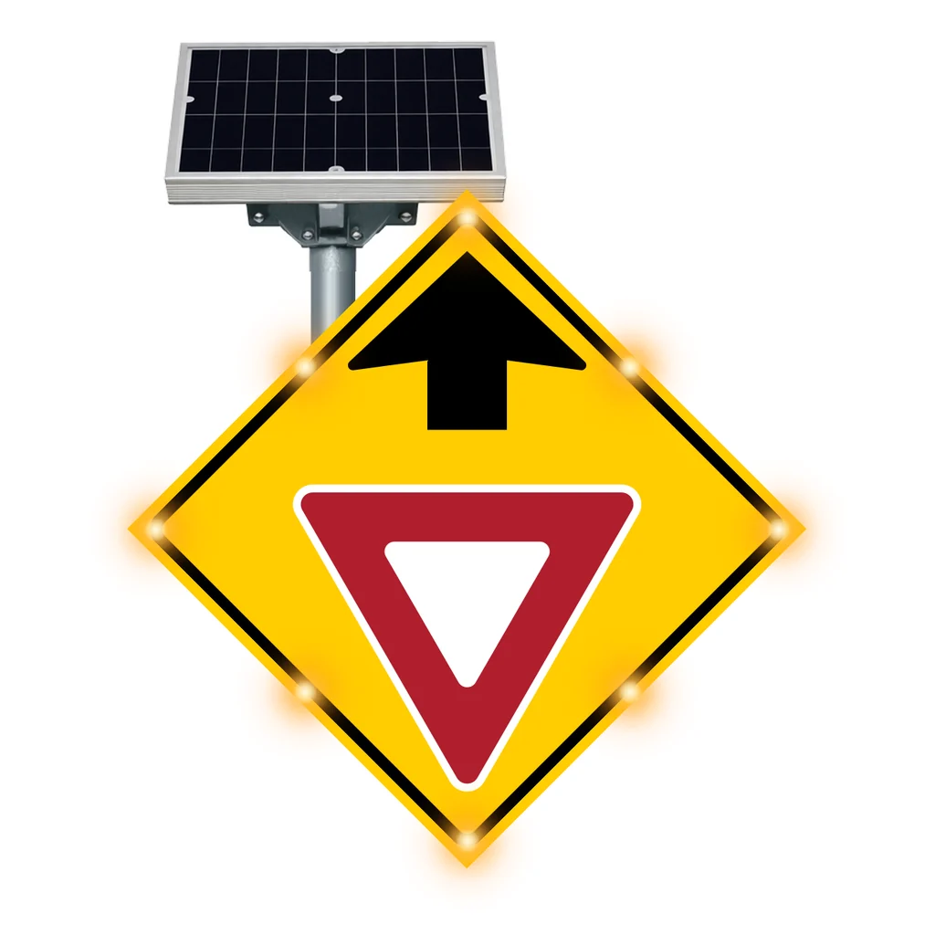 Yield ahead flashing sign